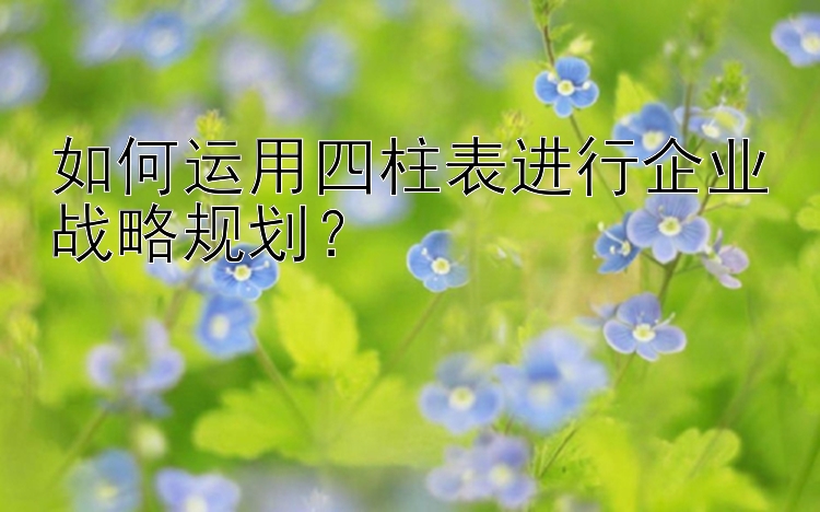 如何运用四柱表进行企业战略规划？