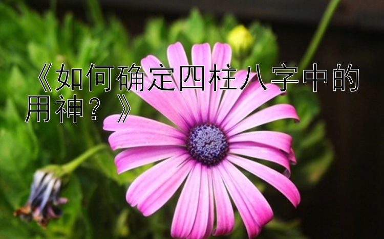 《如何确定四柱八字中的用神？》