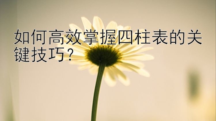 快三稳赢计划回本技巧规律   如何高效掌握四柱表的关键技巧？