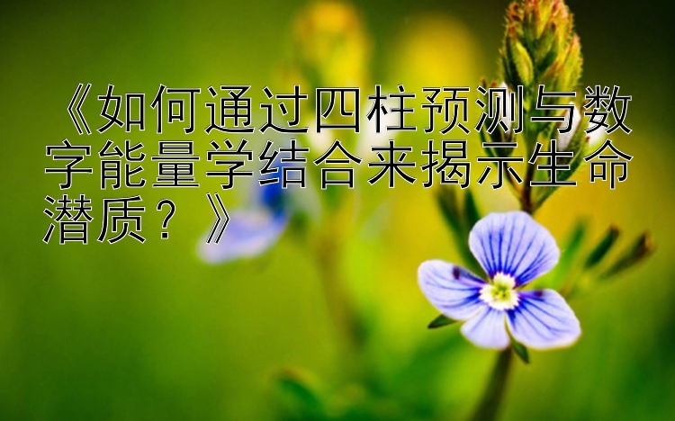 《如何通过四柱预测与数字能量学结合来揭示生命潜质？》