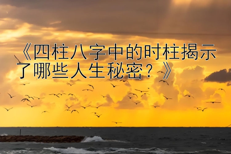 《四柱八字中的时柱揭示了哪些人生秘密？》