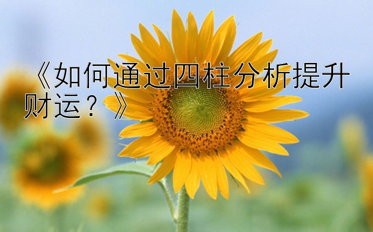 《如何通过四柱分析提升财运？》