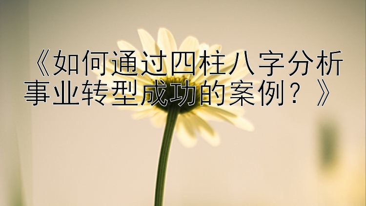 《如何通过四柱八字分析事业转型成功的案例？》