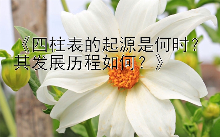 《四柱表的起源是何时？其发展历程如何？》