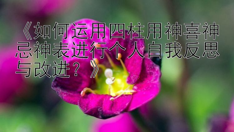 《如何运用四柱用神喜神忌神表进行个人自我反思与改进？》