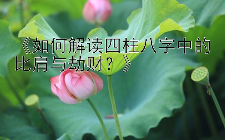 《如何解读四柱八字中的比肩与劫财？》