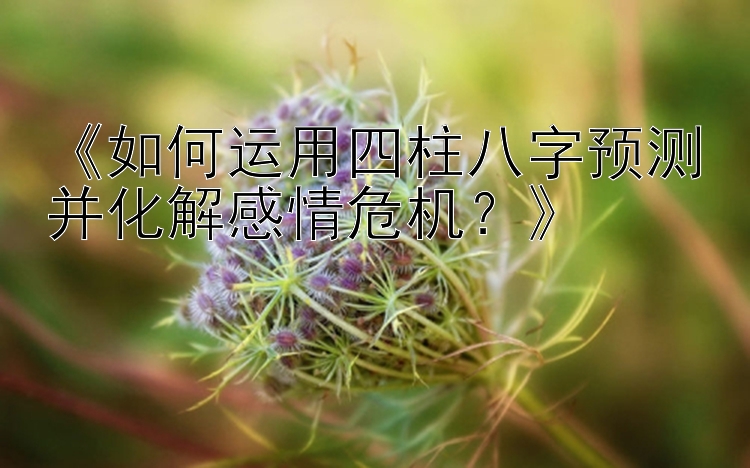 《如何运用四柱八字预测并化解感情危机？》