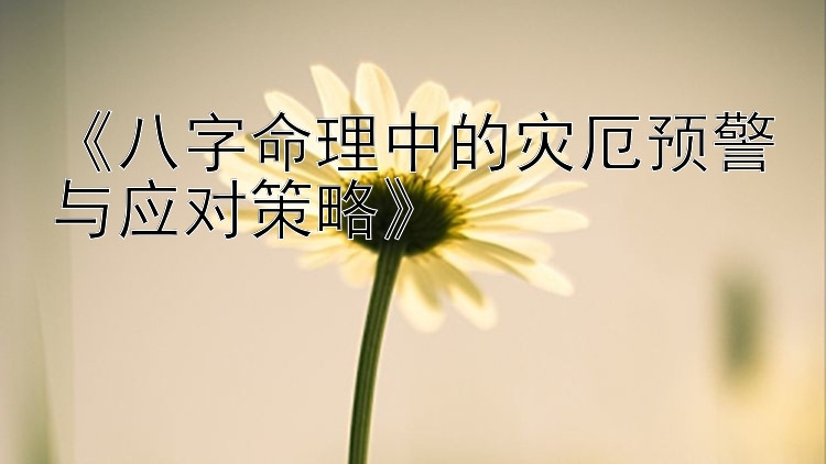 《八字命理中的灾厄预警与应对策略》