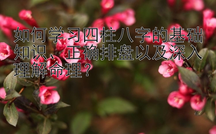 如何学习四柱八字的基础知识、正确排盘以及深入理解命理？