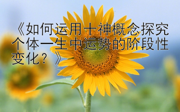 《如何运用十神概念探究个体一生中运势的阶段性变化？》