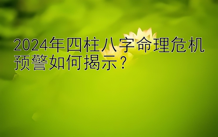 2024年四柱八字命理危机预警如何揭示？