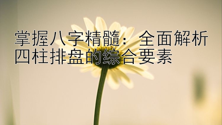 掌握八字精髓：全面解析四柱排盘的综合要素