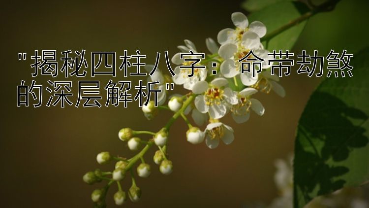 揭秘四柱八字：命带劫煞的深层解析